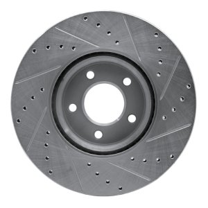 Mazda 3 Brake Rotor (1) - Front Left - R1 Concepts - Drilled & Slotted - Silver - `07-`13